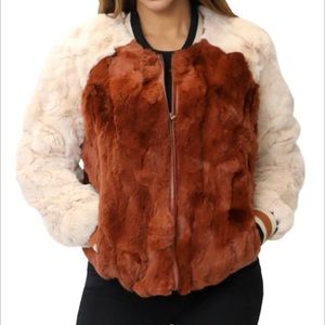 Heartloom Colorblock Fur Bomber Jacket